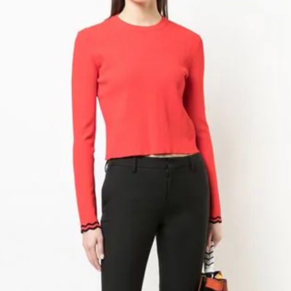 Proenza Schouler Red Zig Zag Knit Top